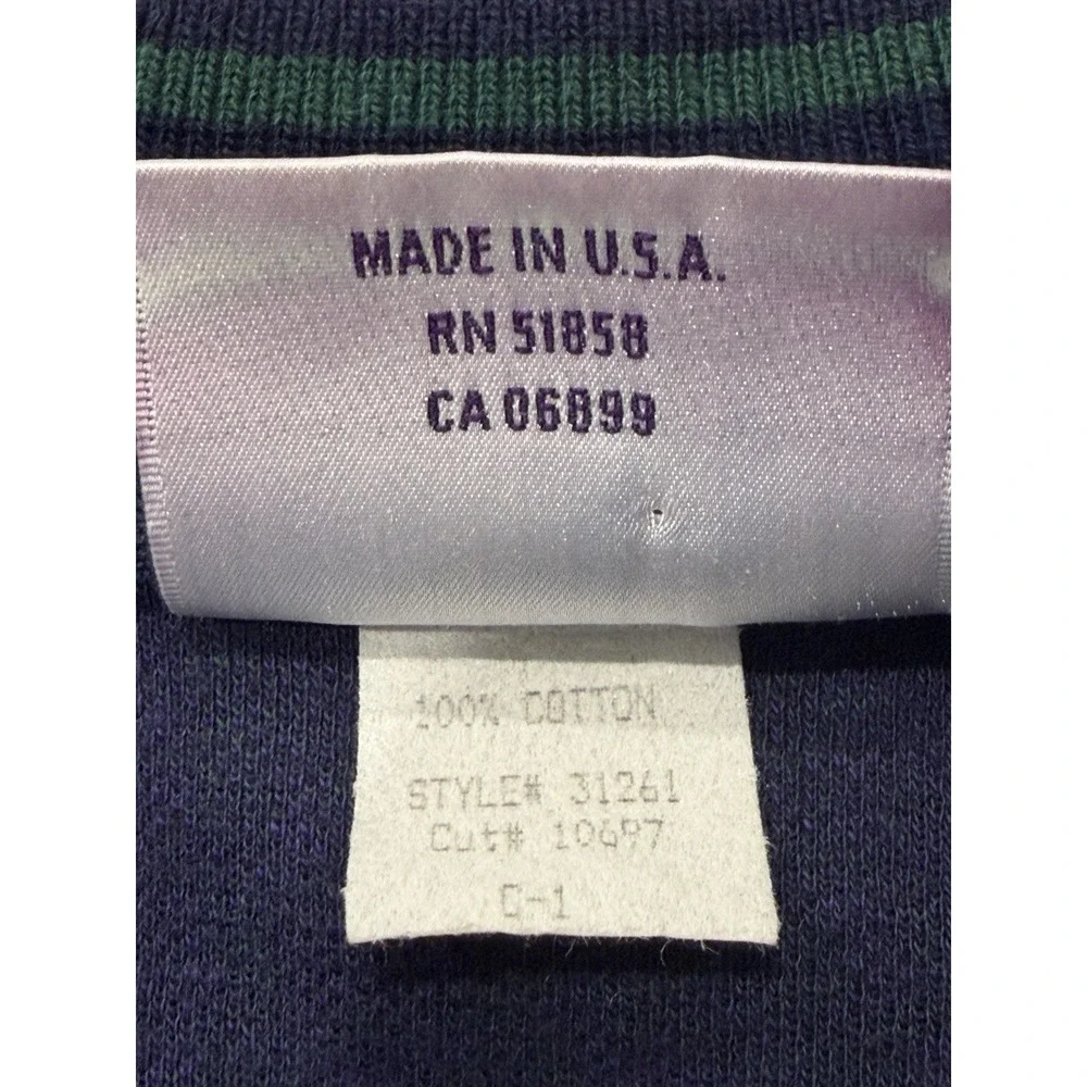 Wimbledon Vintage All England Tennis V-Neck Sweater Navy Plaid XL Mens